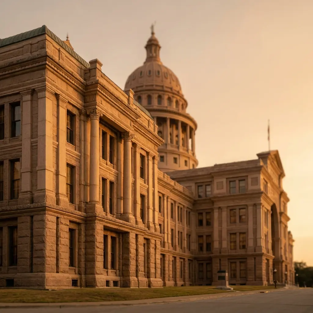 Texas state capitol at golden hour